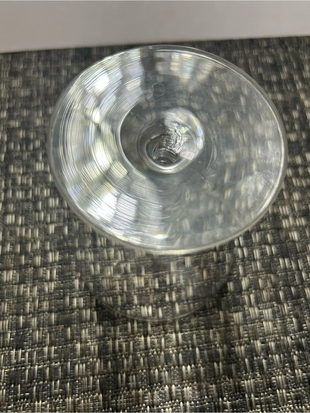 Clear Glass Coupe Champagne Glasses - Eclectic Set of 2 - One is Marked France